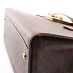 Celine Handbag Macadam Brown Dark Canvas Leather Hand — view 5