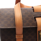 Celine Handbag Macadam Brown Dark Canvas Leather Hand — view 8