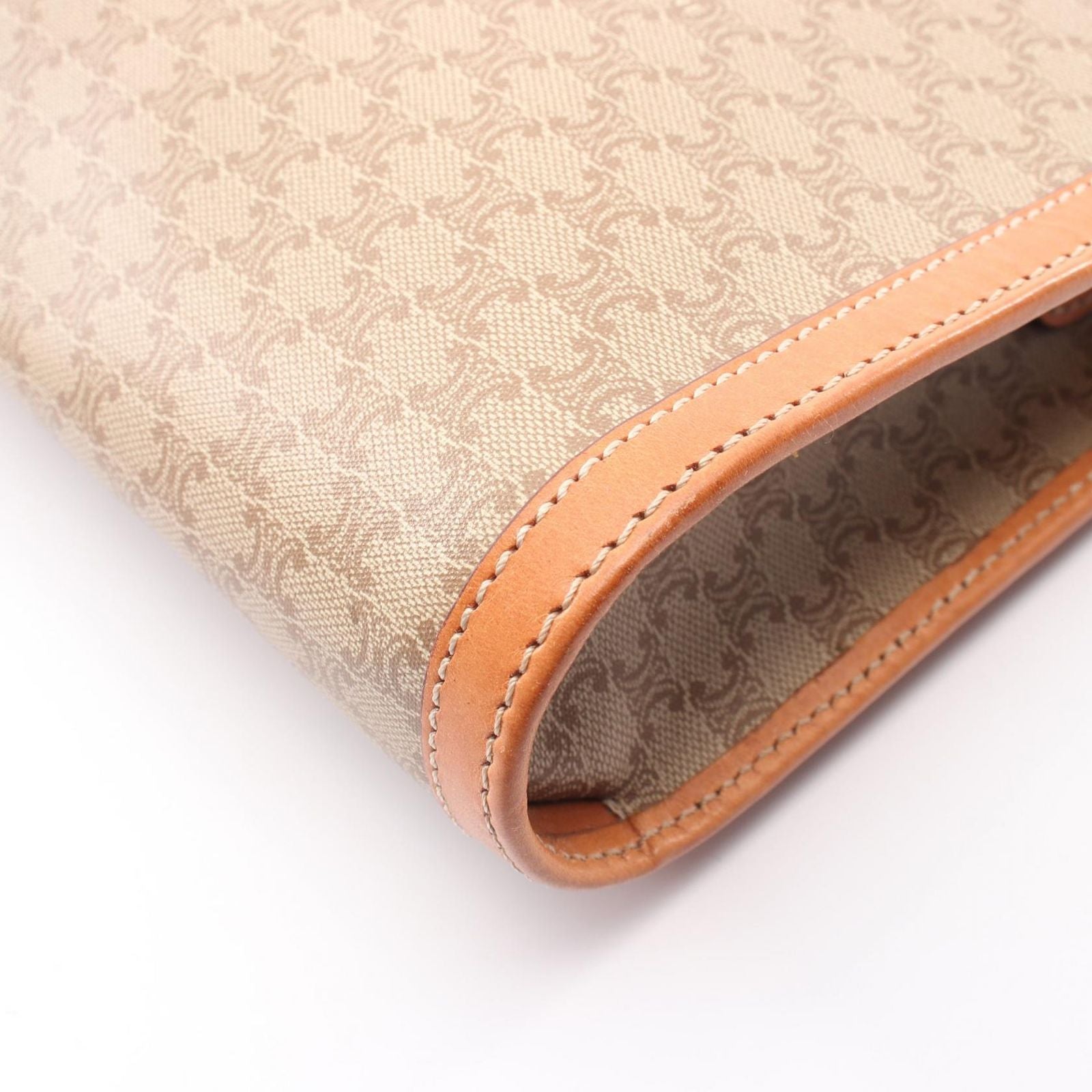 Celine Clutch Macadam Beige Brown Canvas Leather Second — view 5