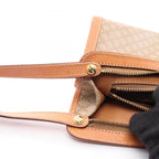 Celine Clutch Macadam Beige Brown Canvas Leather Second — view 8