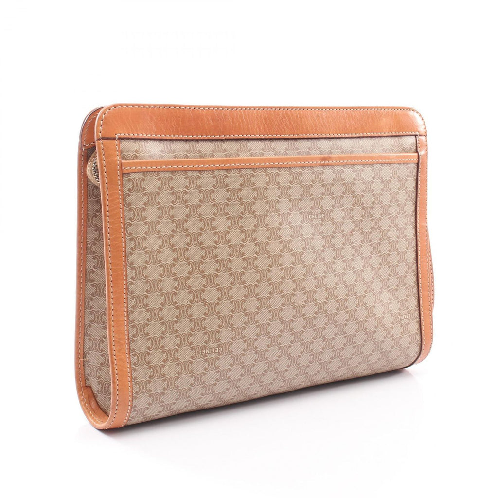 Celine Clutch Macadam Beige Brown Canvas Leather Second — view 2