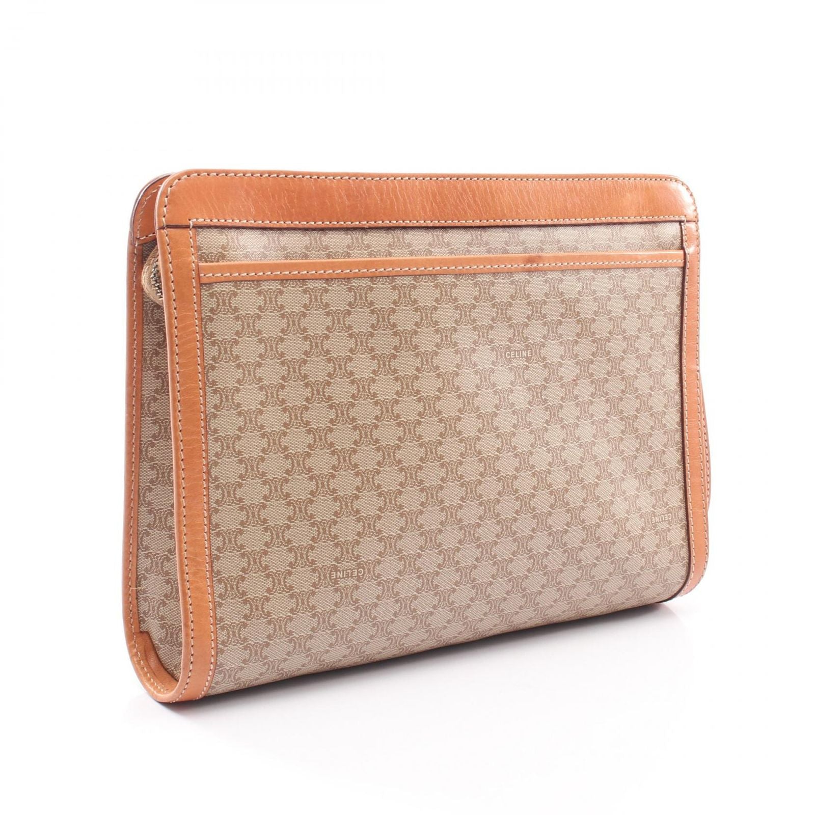 Celine Clutch Macadam Beige Brown Canvas Leather Second — view 2