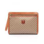 Celine Clutch Macadam Beige Brown Canvas Leather Second