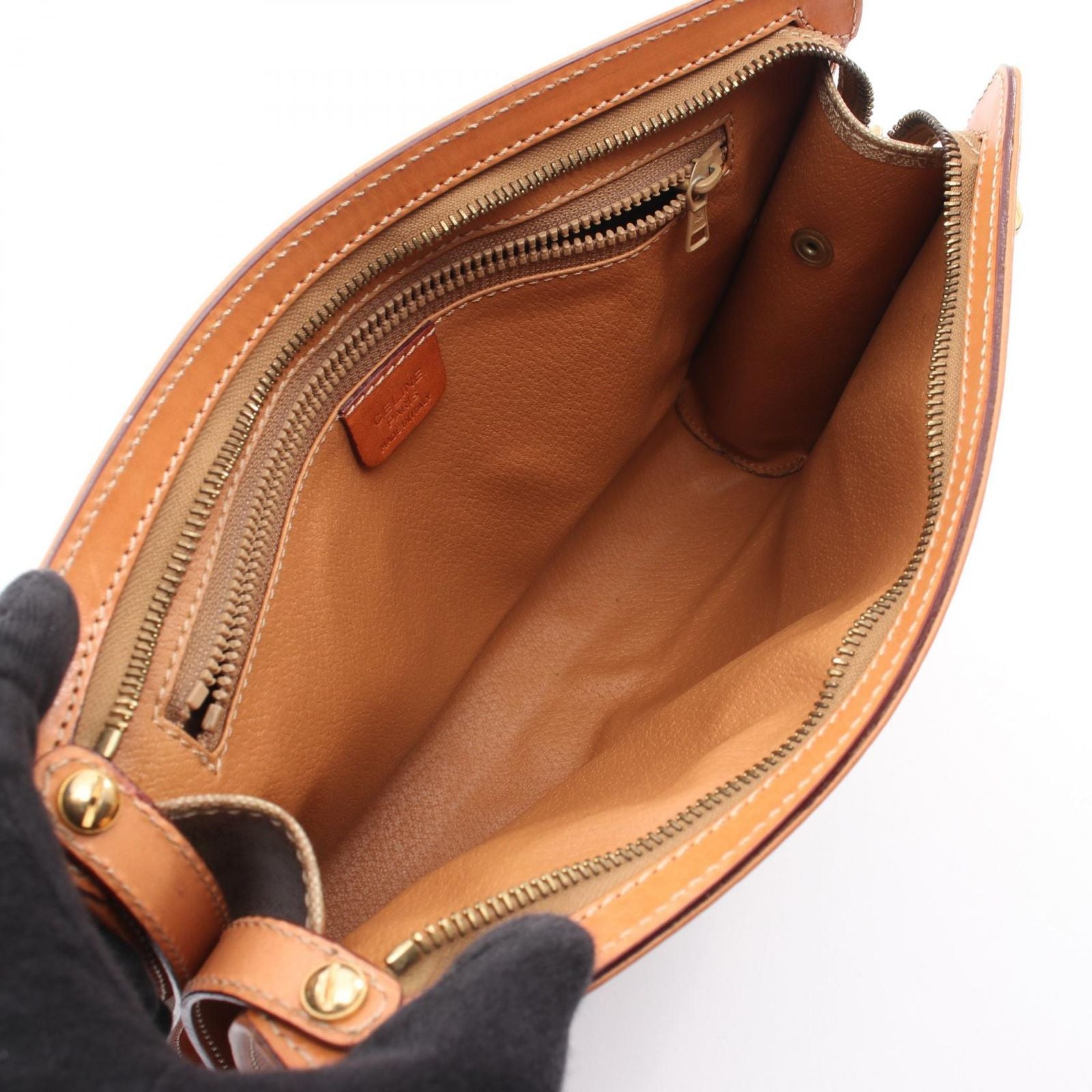 Celine Clutch Macadam Beige Brown Canvas Leather Second — view 3