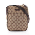 Gucci Shoulder Bag GG Canvas Beige Dark Brown