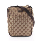 Gucci Shoulder Bag GG Canvas Beige Dark Brown