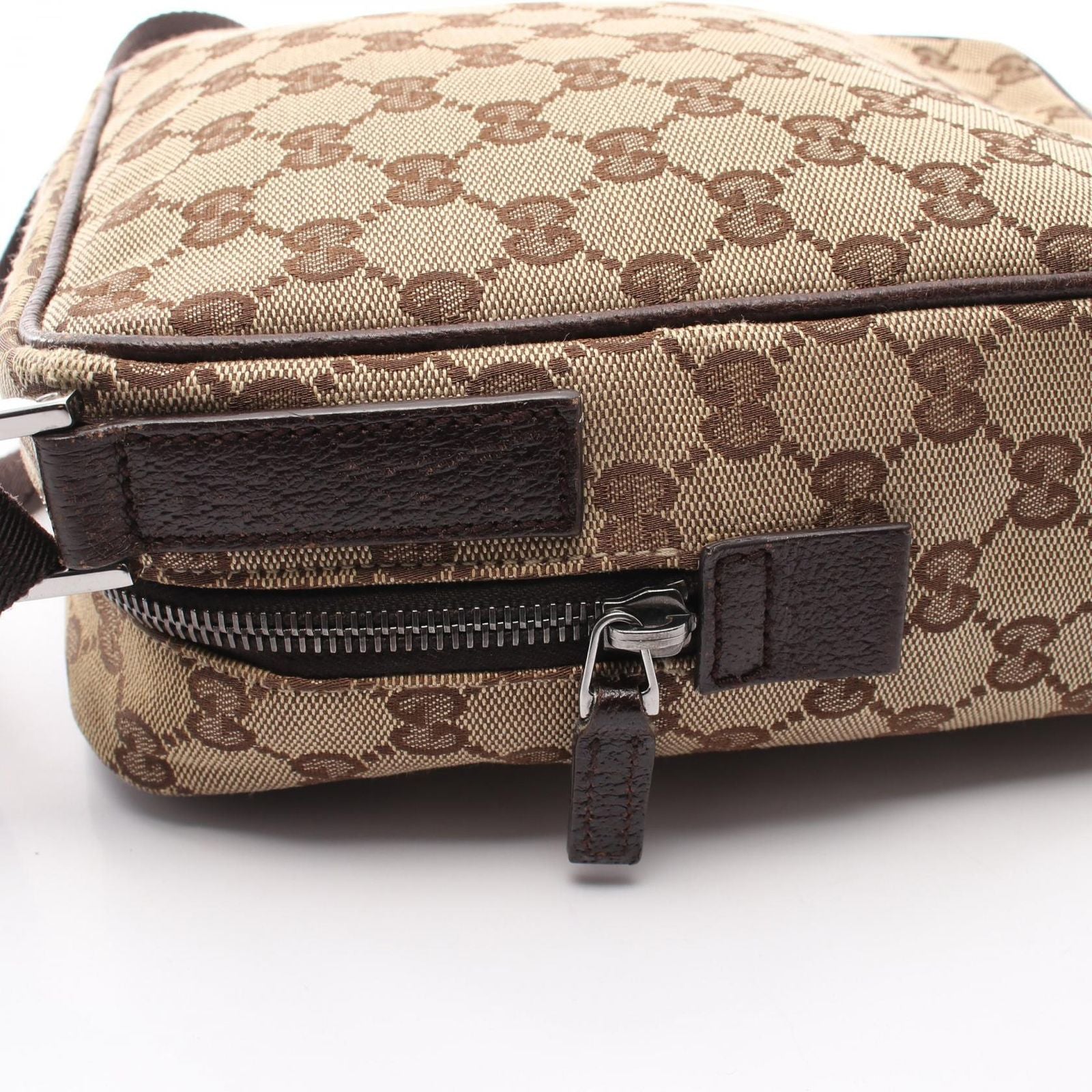 Gucci Shoulder Bag GG Canvas Beige Dark Brown — view 8