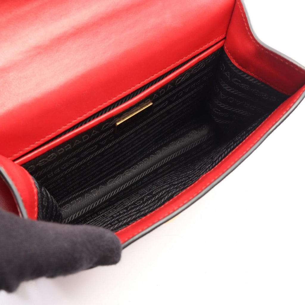 Prada Shoulder Bag Red Saffiano Leather Chain — view 3
