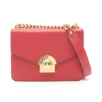 Prada Shoulder Bag Red Saffiano Leather Chain
