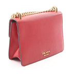 Prada Shoulder Bag Red Saffiano Leather Chain — view 2