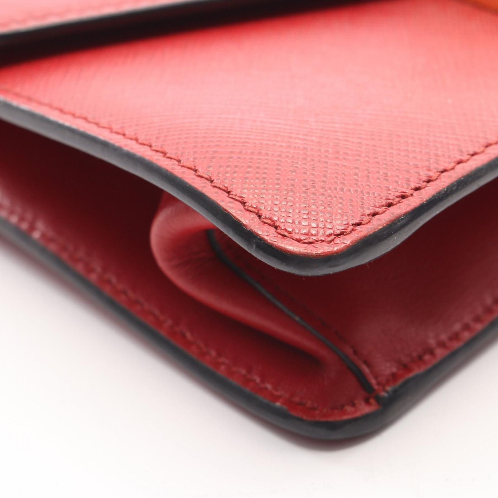 Prada Shoulder Bag Red Saffiano Leather Chain — view 6