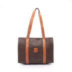 Celine Tote Macadam Brown Dark Canvas Leather