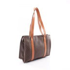 Celine Tote Macadam Brown Dark Canvas Leather — view 2