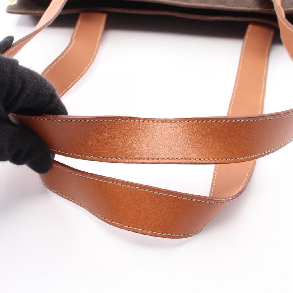 Celine Tote Macadam Brown Dark Canvas Leather — view 7
