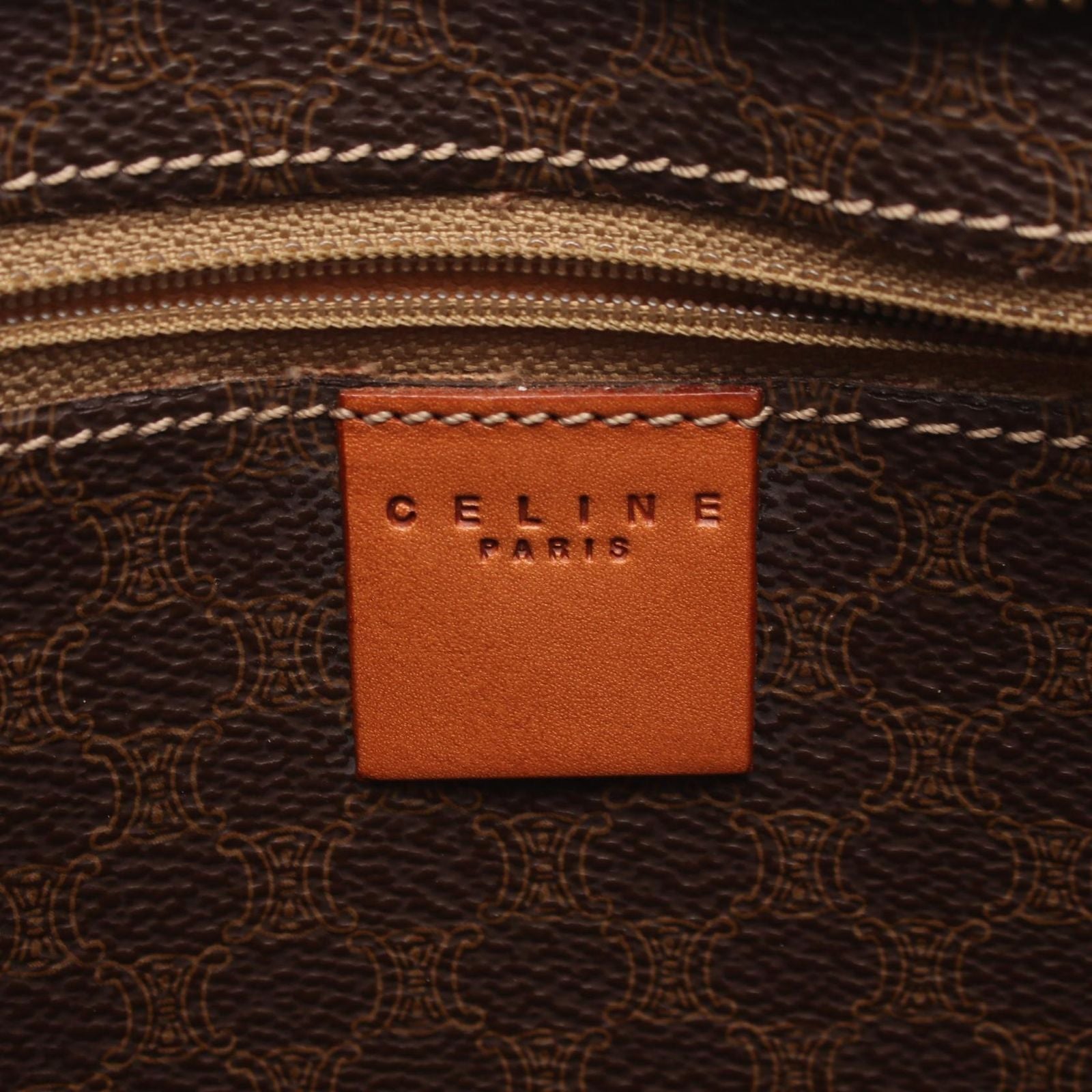 Celine Tote Macadam Brown Dark Canvas Leather — view 4