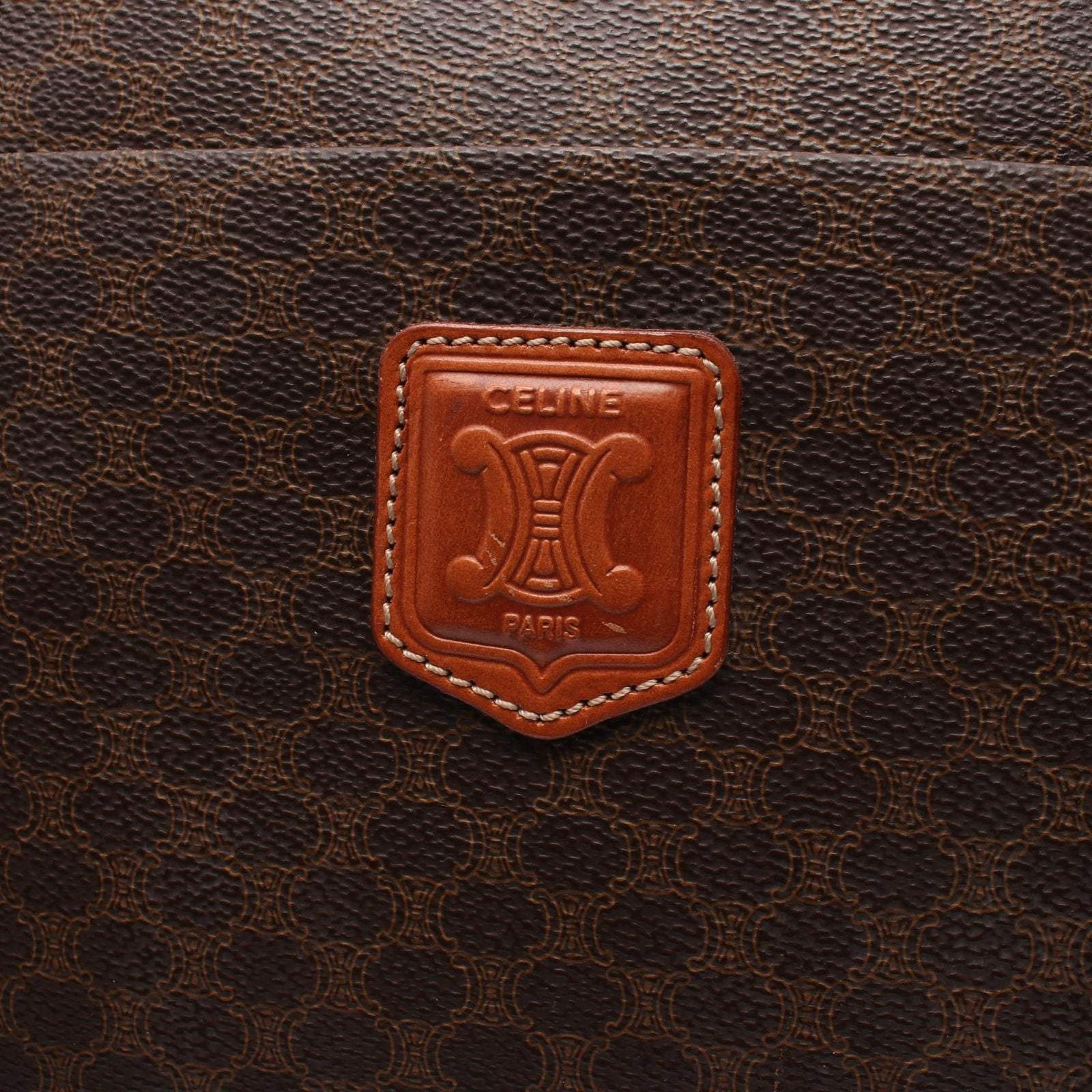 Celine Tote Macadam Brown Dark Canvas Leather — view 9