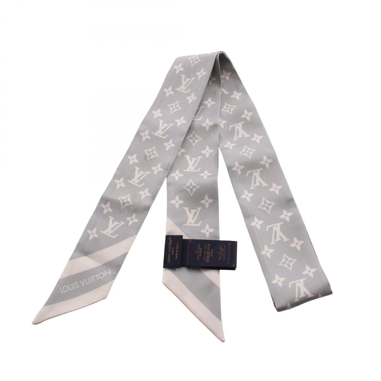 Louis Vuitton Scarf Bandeau BB Monogram Silhouette Gray Ribbon Silk