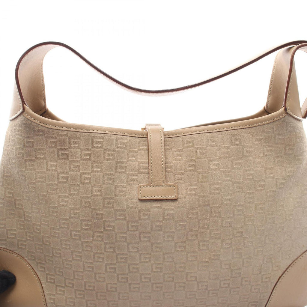 Gucci Shoulder Bag Logo Embossed 001 Beige Suede Leather Jackie — view 7