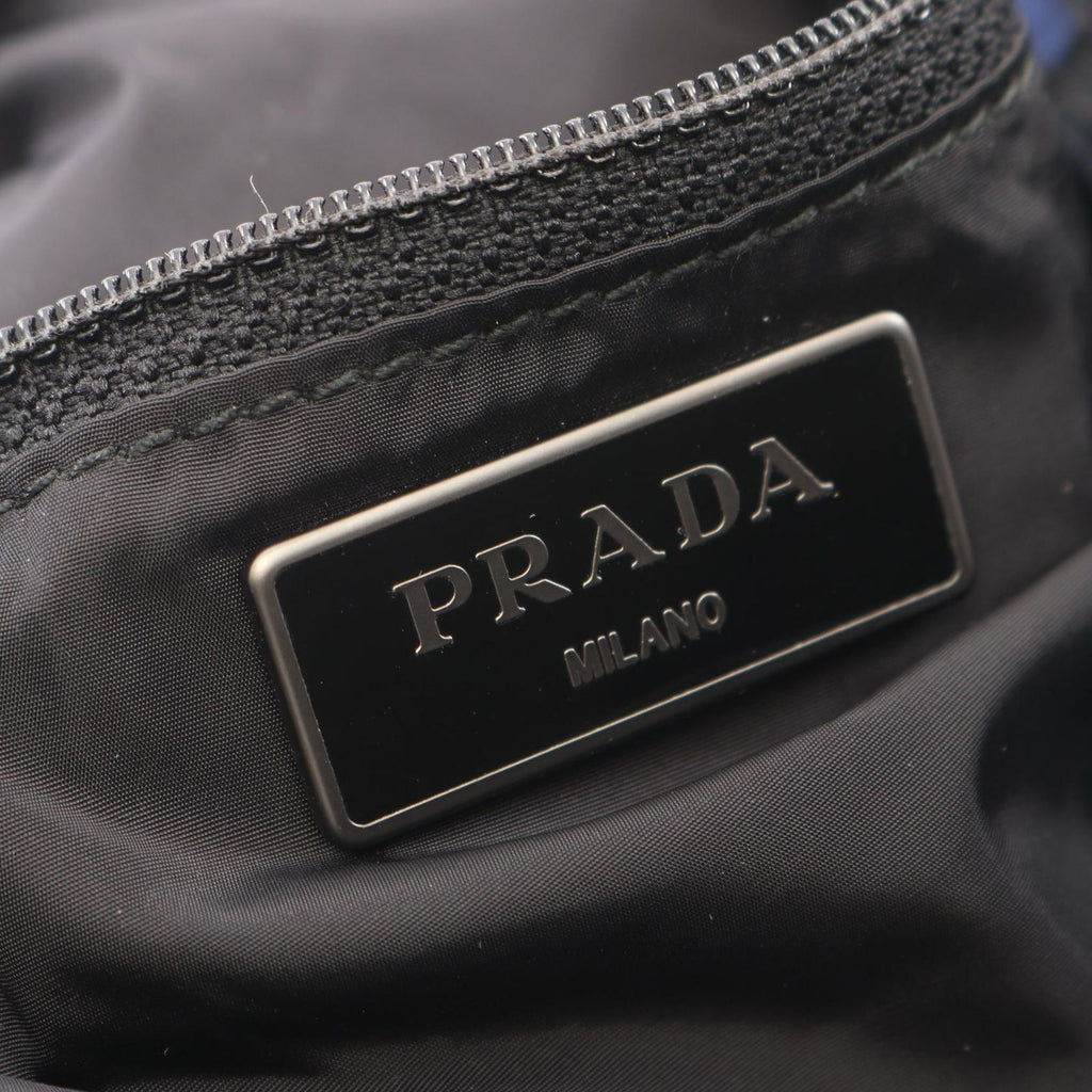 Prada Tote Triangle Logo Camouflage 2-Way Blue Black Nylon Saffiano Leather — view 4