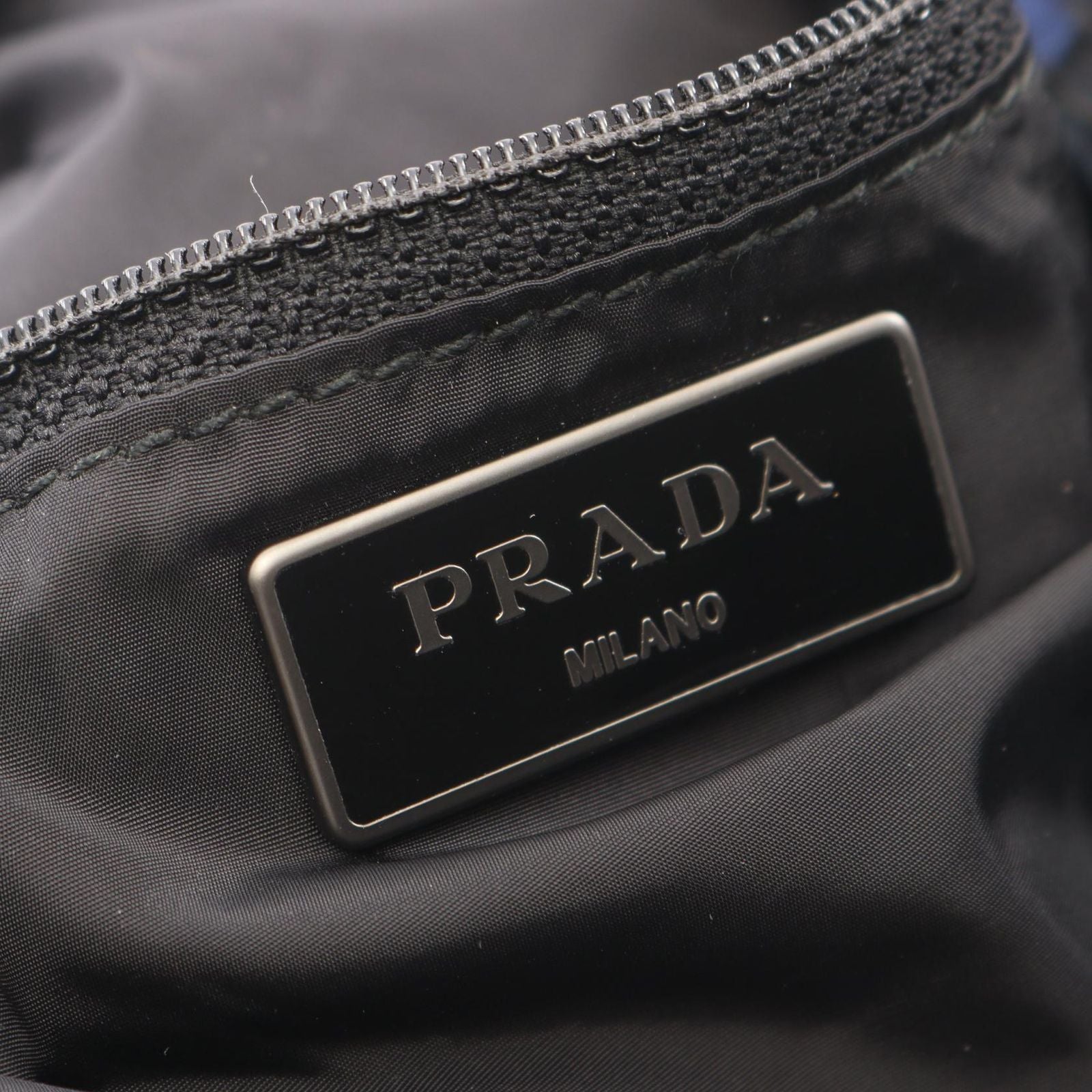 Prada Tote Triangle Logo Camouflage 2-Way Blue Black Nylon Saffiano Leather — view 4