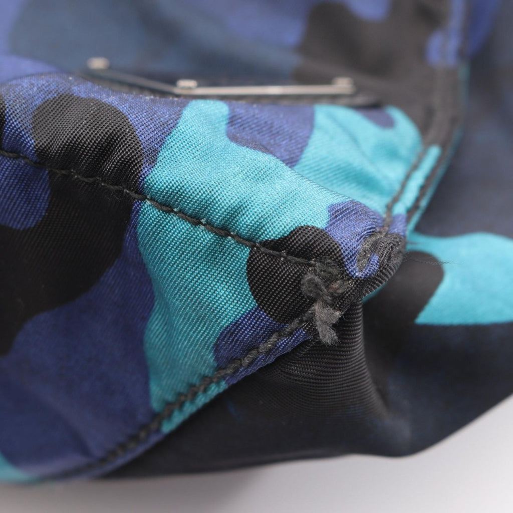 Prada Tote Triangle Logo Camouflage 2-Way Blue Black Nylon Saffiano Leather — view 8