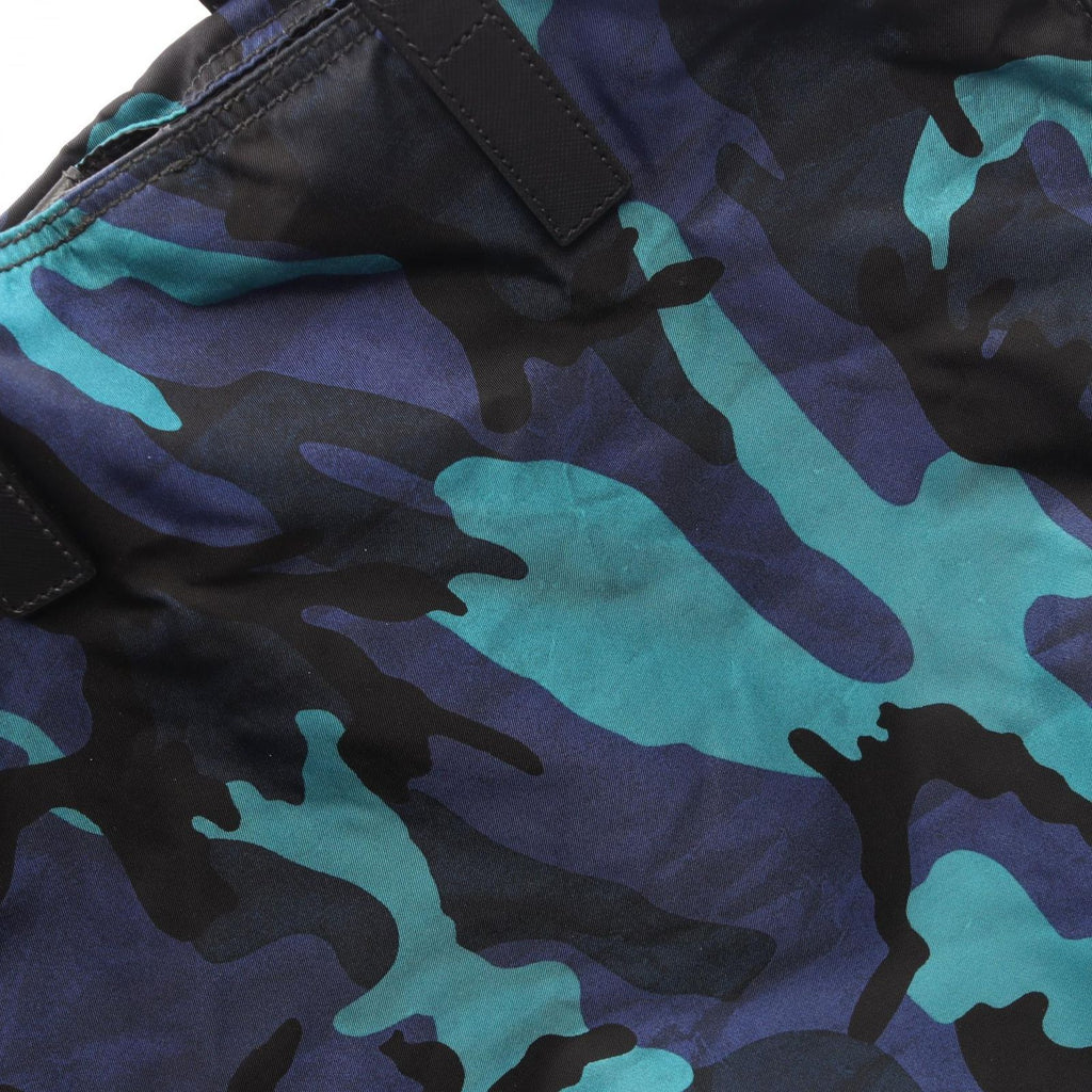 Prada Tote Triangle Logo Camouflage 2-Way Blue Black Nylon Saffiano Leather — view 7