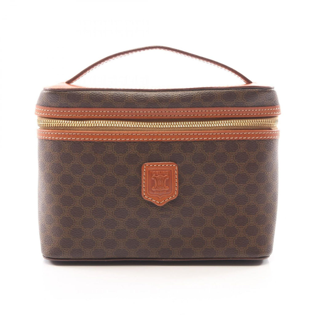 Celine Handbag Macadam Brown Canvas Leather Vanity