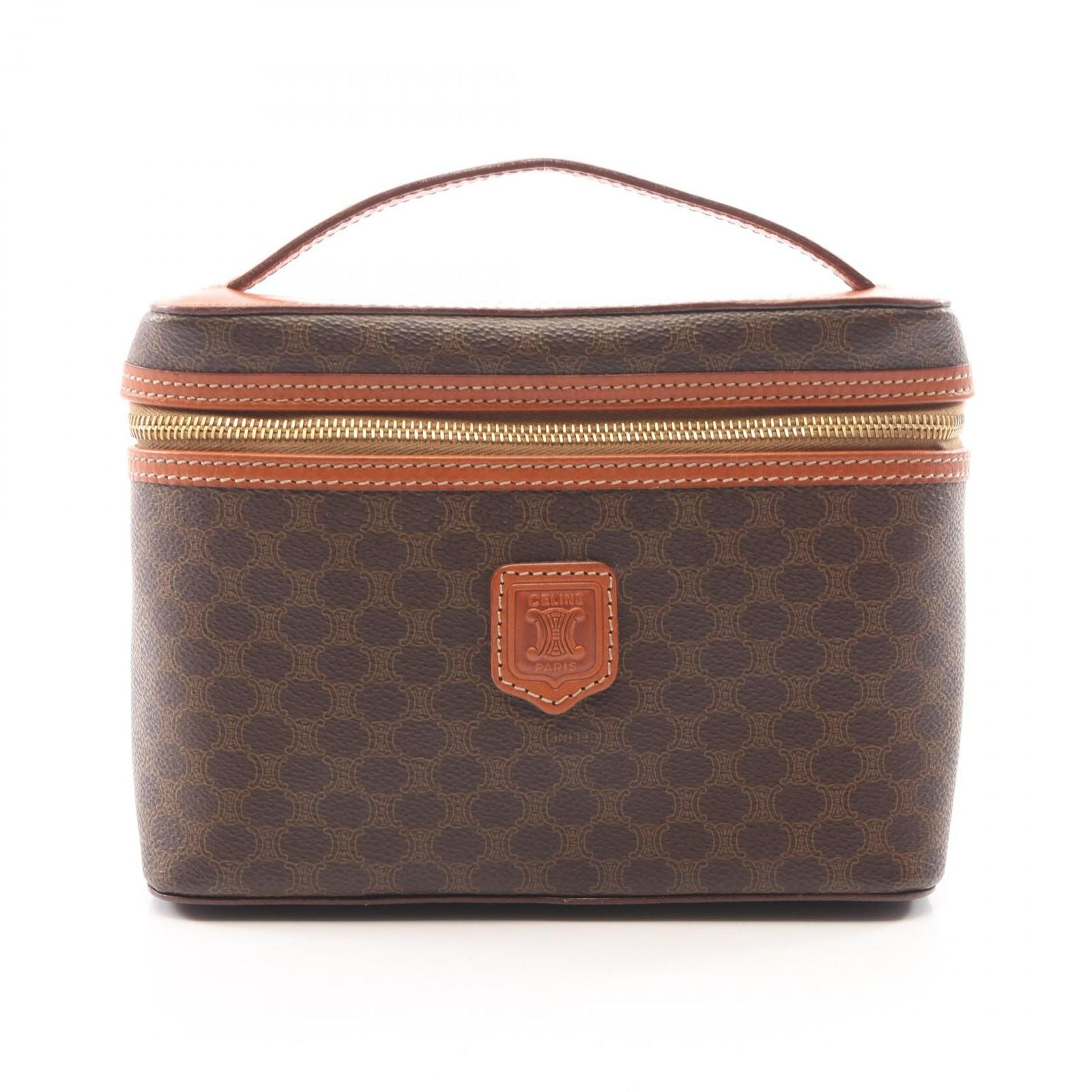 Celine Handbag Macadam Brown Canvas Leather Vanity