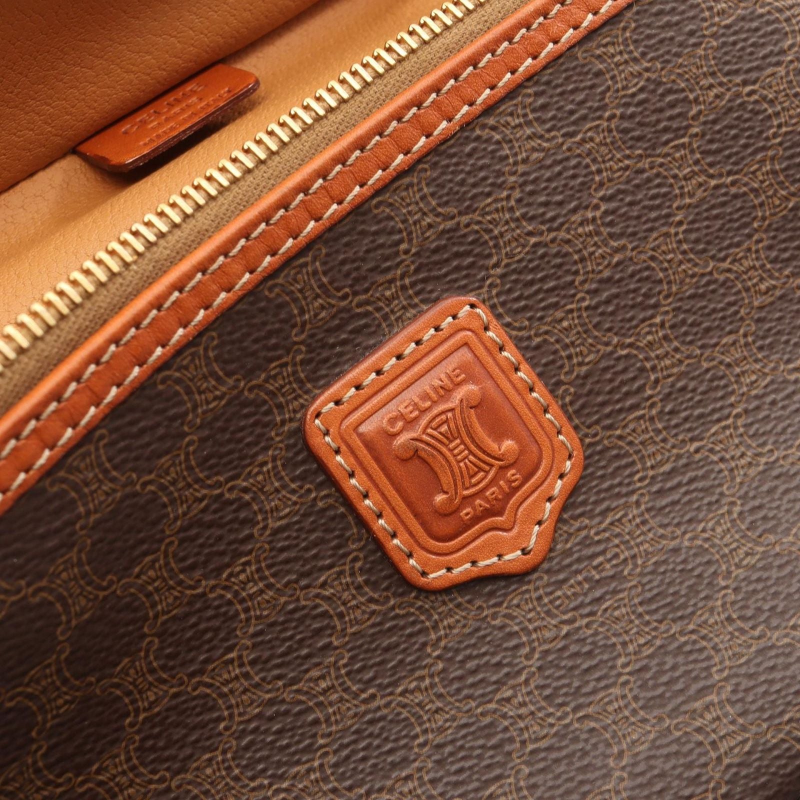 Celine Handbag Macadam Brown Canvas Leather Vanity — view 9