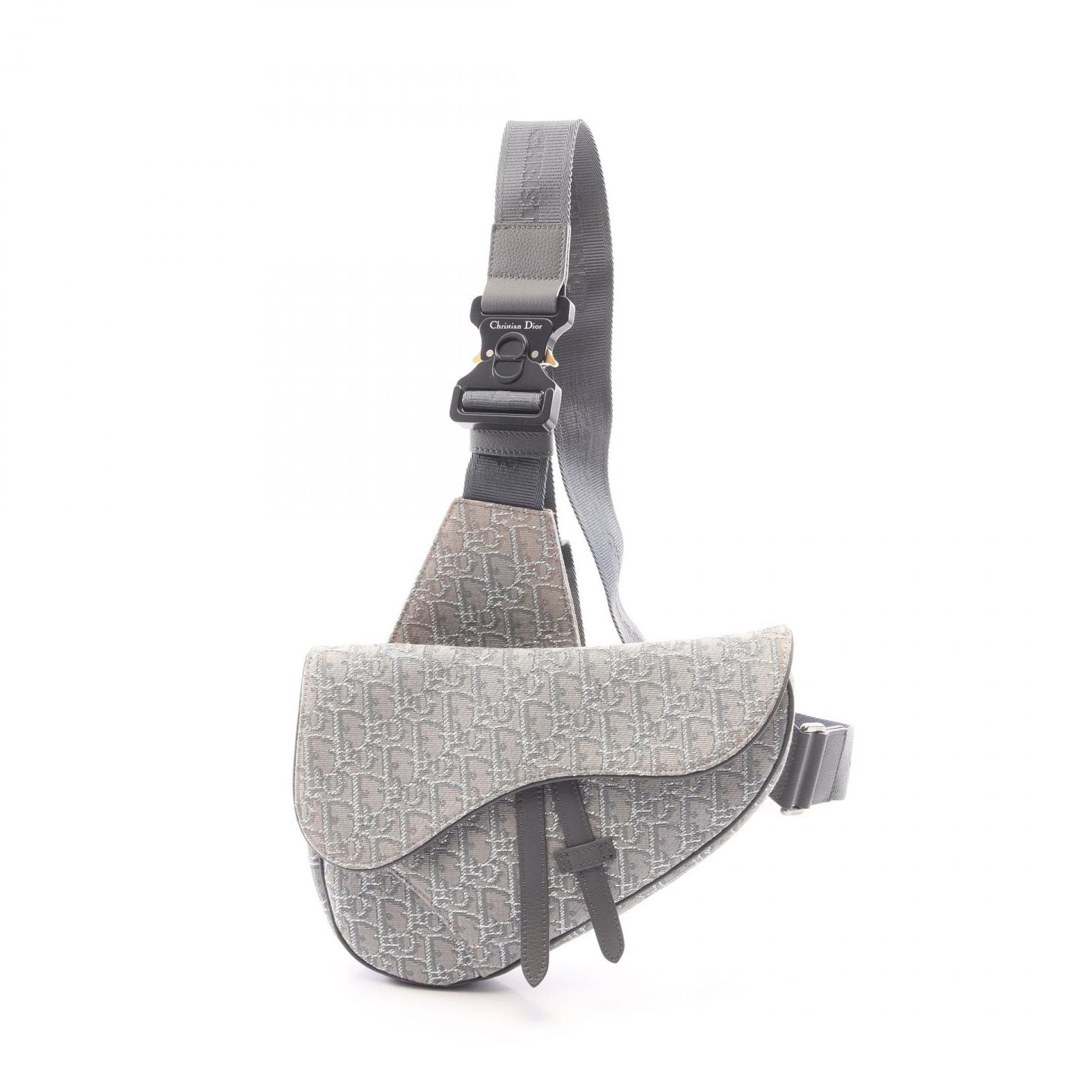 Dior Waist Bag Saddle Oblique Gray Canvas Leather