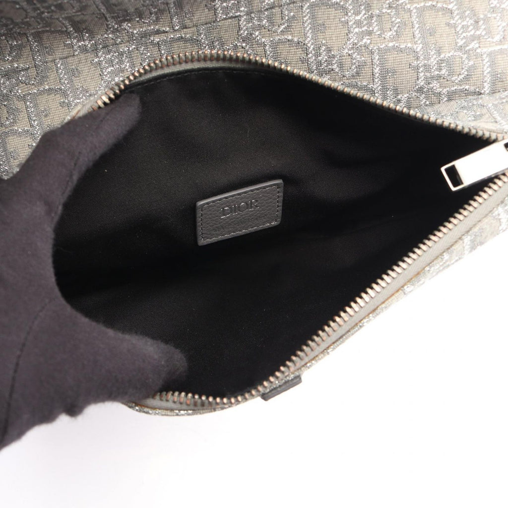 Dior Waist Bag Saddle Oblique Gray Canvas Leather — view 3