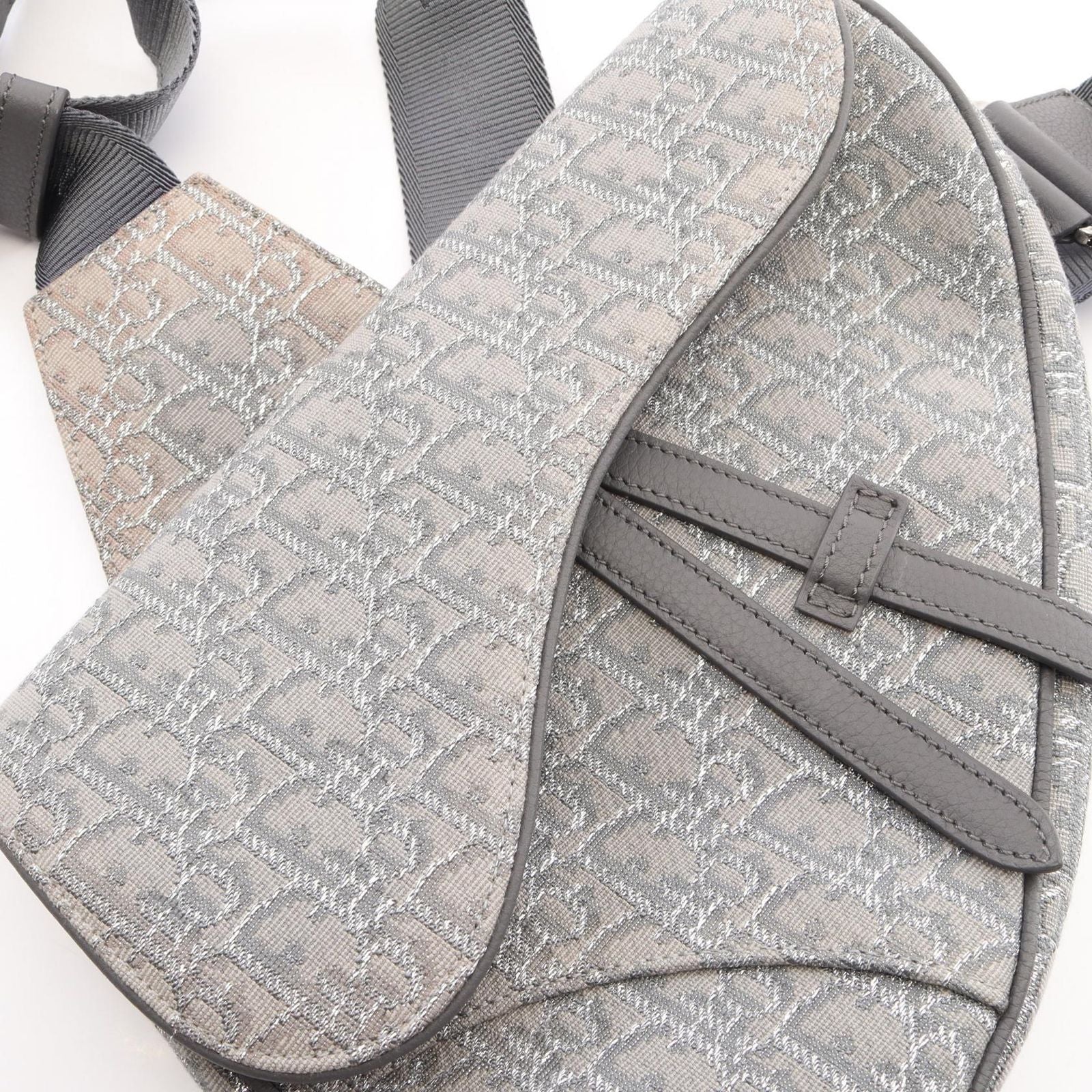 Dior Waist Bag Saddle Oblique Gray Canvas Leather — view 8