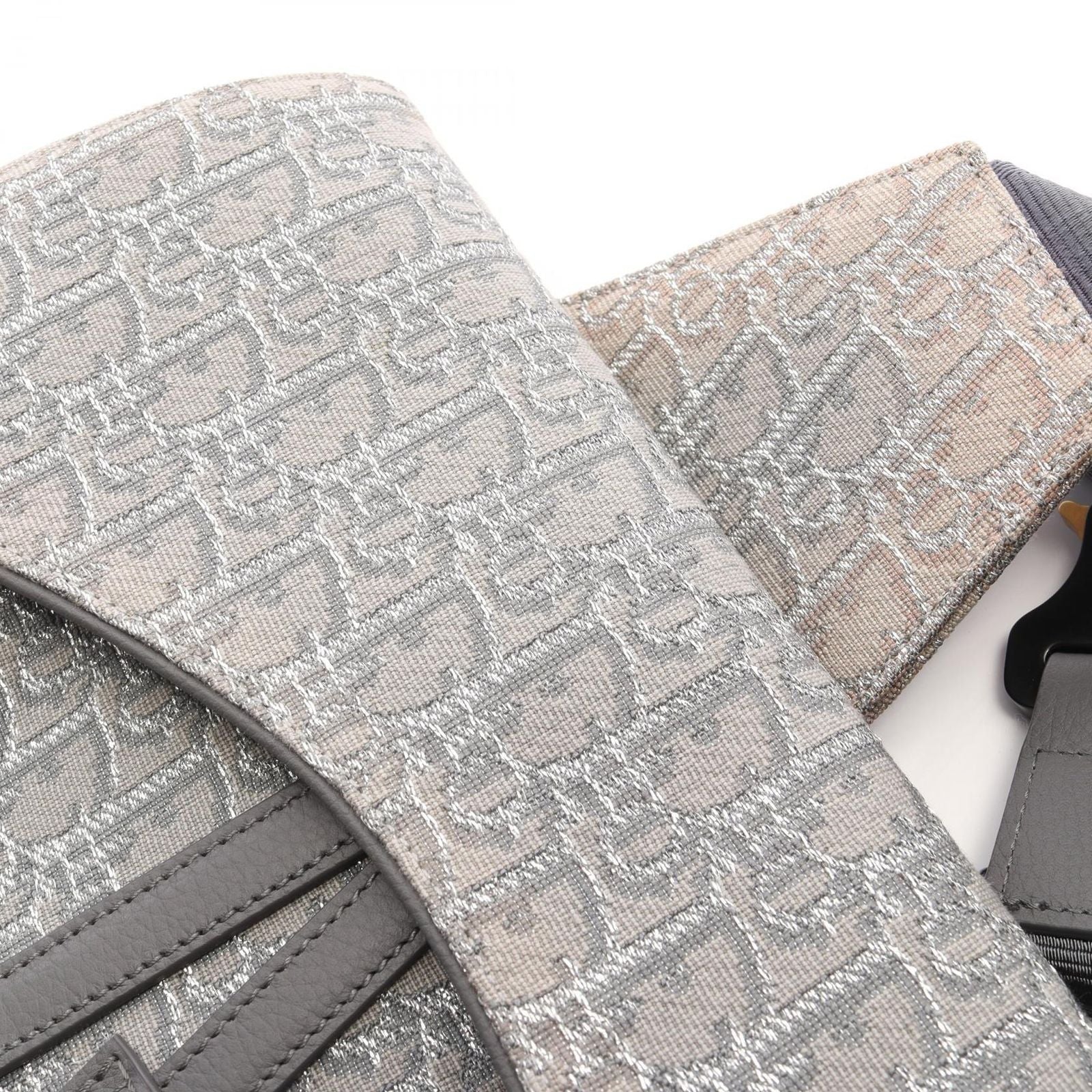 Dior Waist Bag Saddle Oblique Gray Canvas Leather — view 6