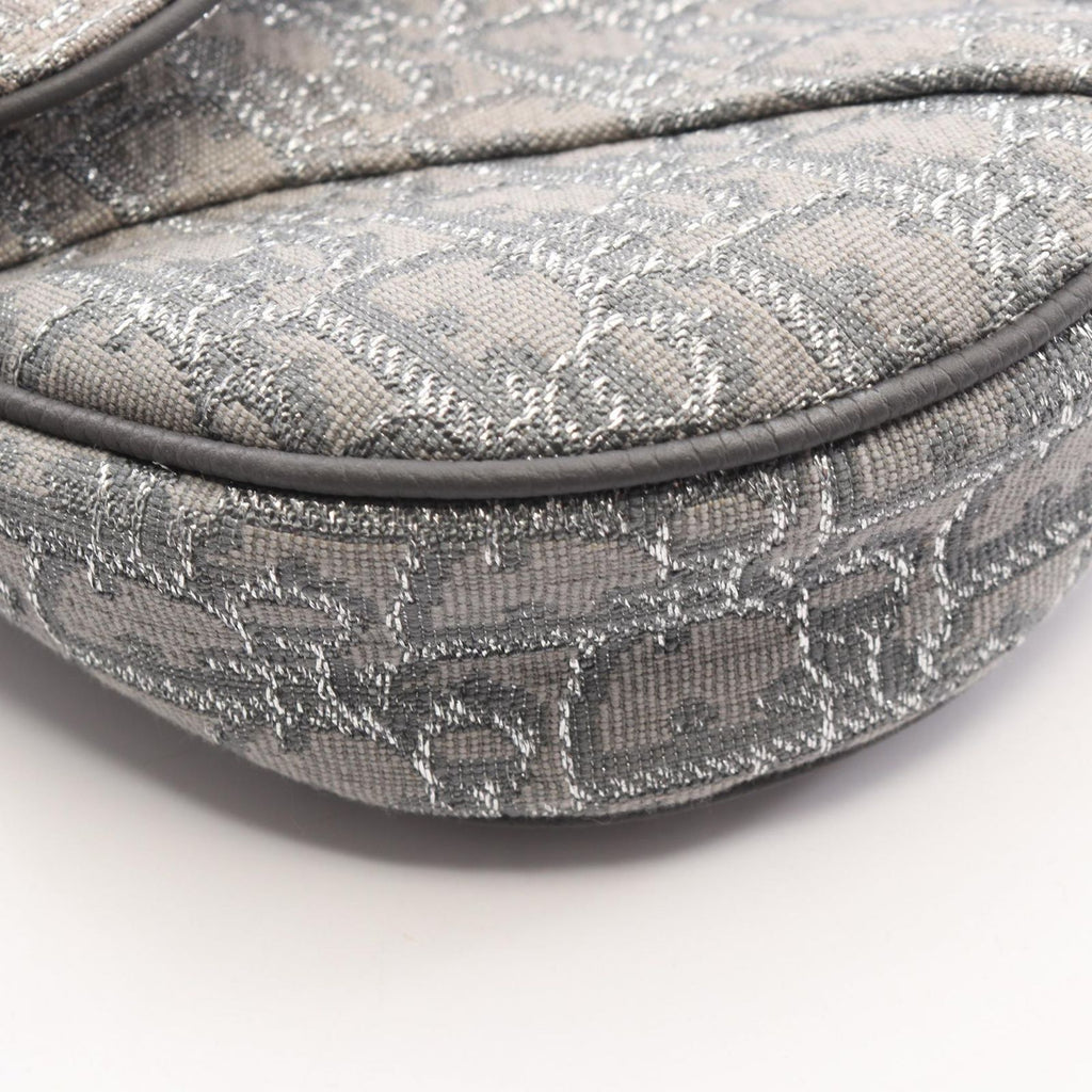 Dior Waist Bag Saddle Oblique Gray Canvas Leather — view 7