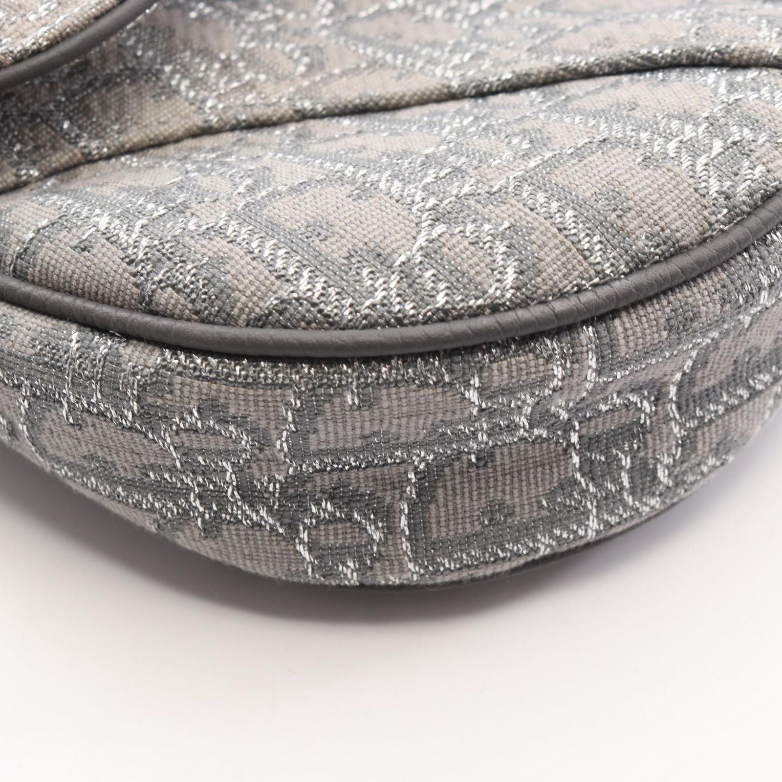 Dior Waist Bag Saddle Oblique Gray Canvas Leather — view 7