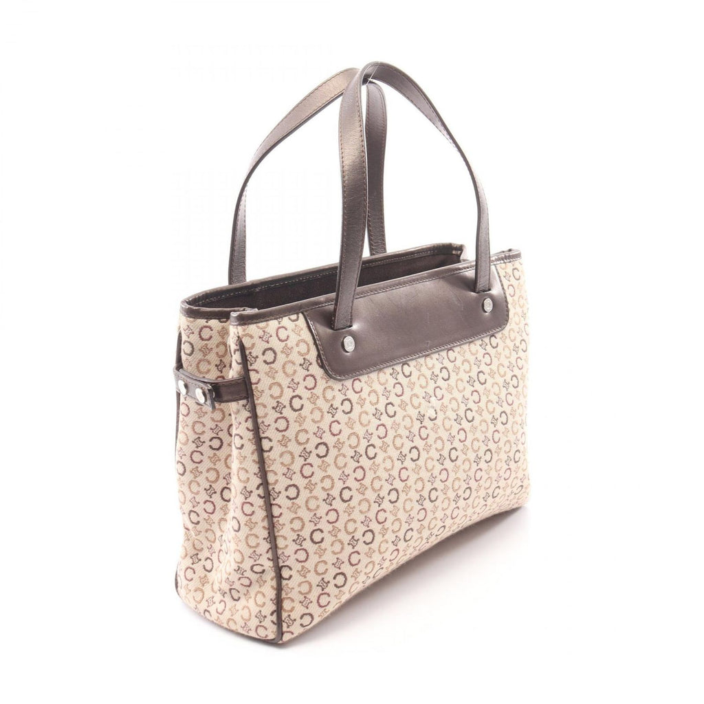 Celine Handbag C Macadam Beige Dark Brown Canvas Leather Hand — view 2