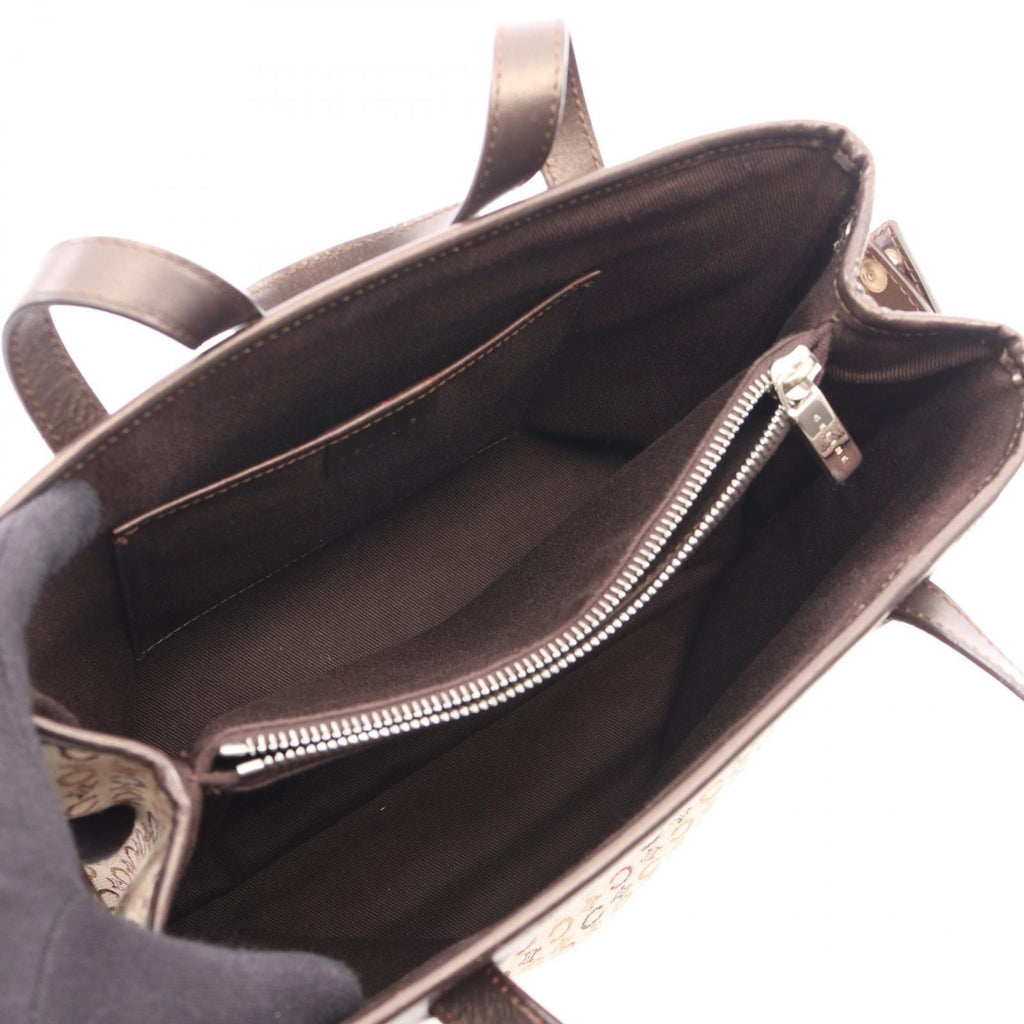 Celine Handbag C Macadam Beige Dark Brown Canvas Leather Hand — view 3