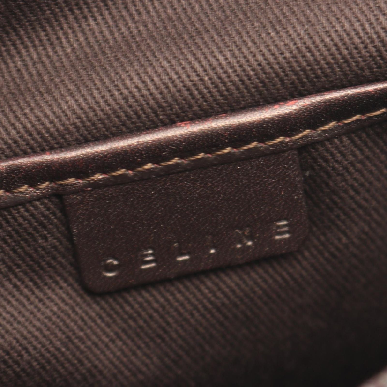 Celine Handbag C Macadam Beige Dark Brown Canvas Leather Hand — view 4