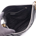 Prada Shoulder Bag Tessuto Black Khaki Nylon Patent Triangle Logo — view 3