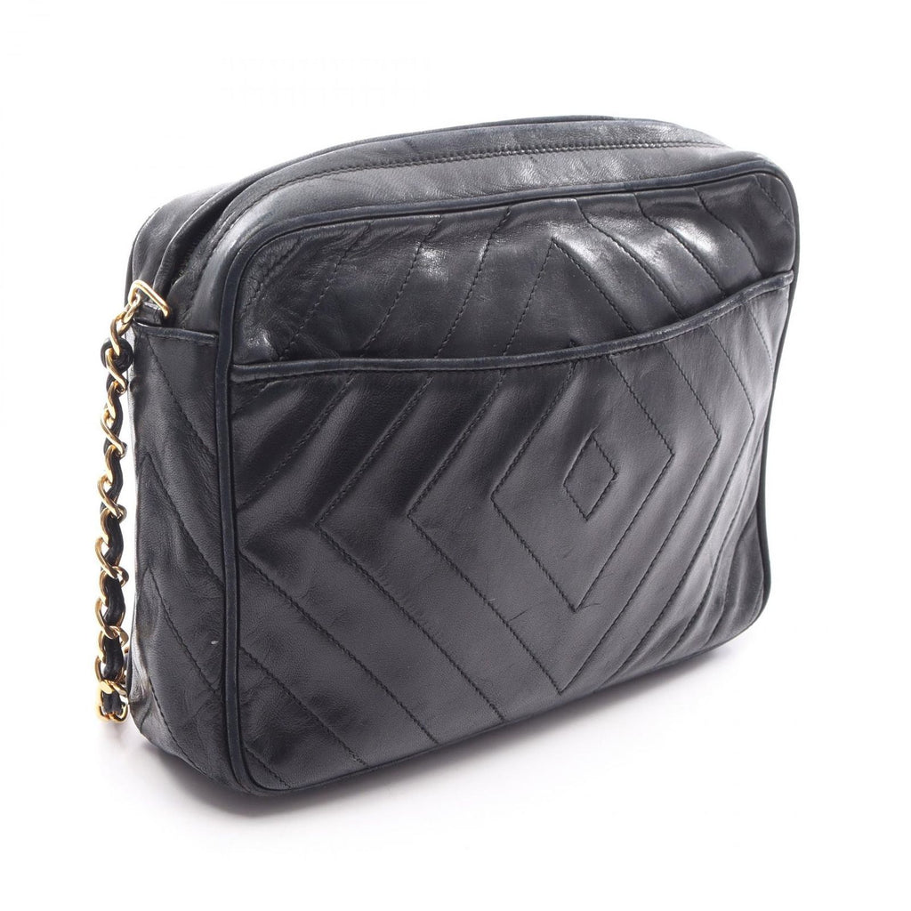 Chanel Shoulder Bag CC Logo Diamond Stitch Black Lambskin CC Chain — view 2