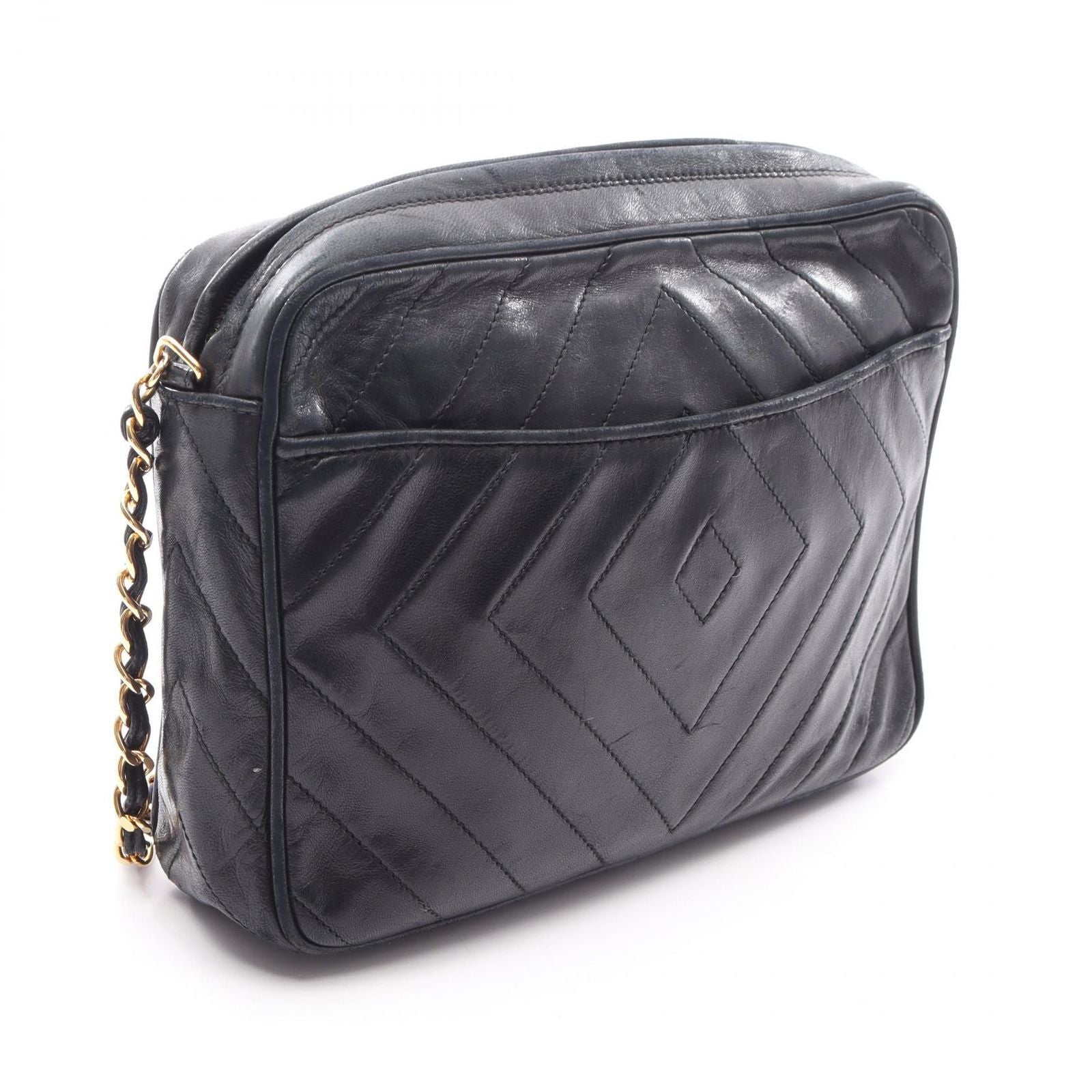 Chanel Shoulder Bag CC Logo Diamond Stitch Black Lambskin CC Chain — view 2