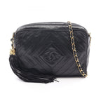 Chanel Shoulder Bag CC Logo Diamond Stitch Black Lambskin CC Chain