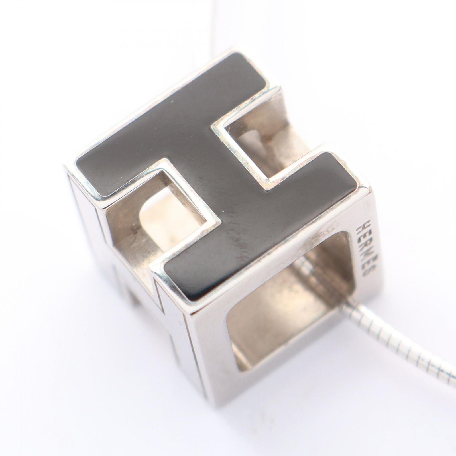 Hermes Necklace Cage Ash Cube Stainless Steel