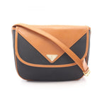 Saint Laurent Shoulder Bag Black Brown Canvas Leather