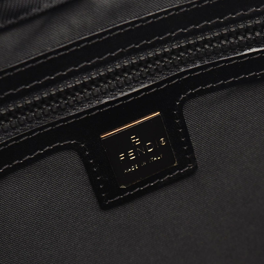 Fendi Shoulder Bag Logo Plate Black Nylon — view 4