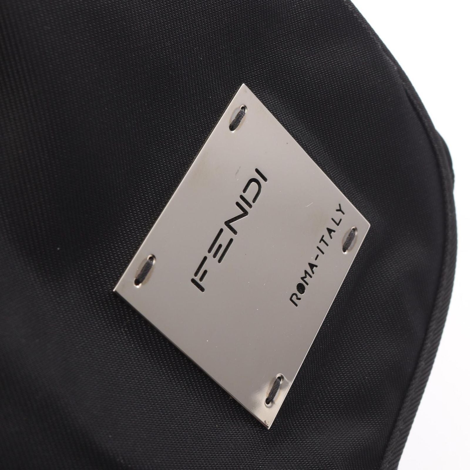 Fendi Shoulder Bag Logo Plate Black Nylon — view 8