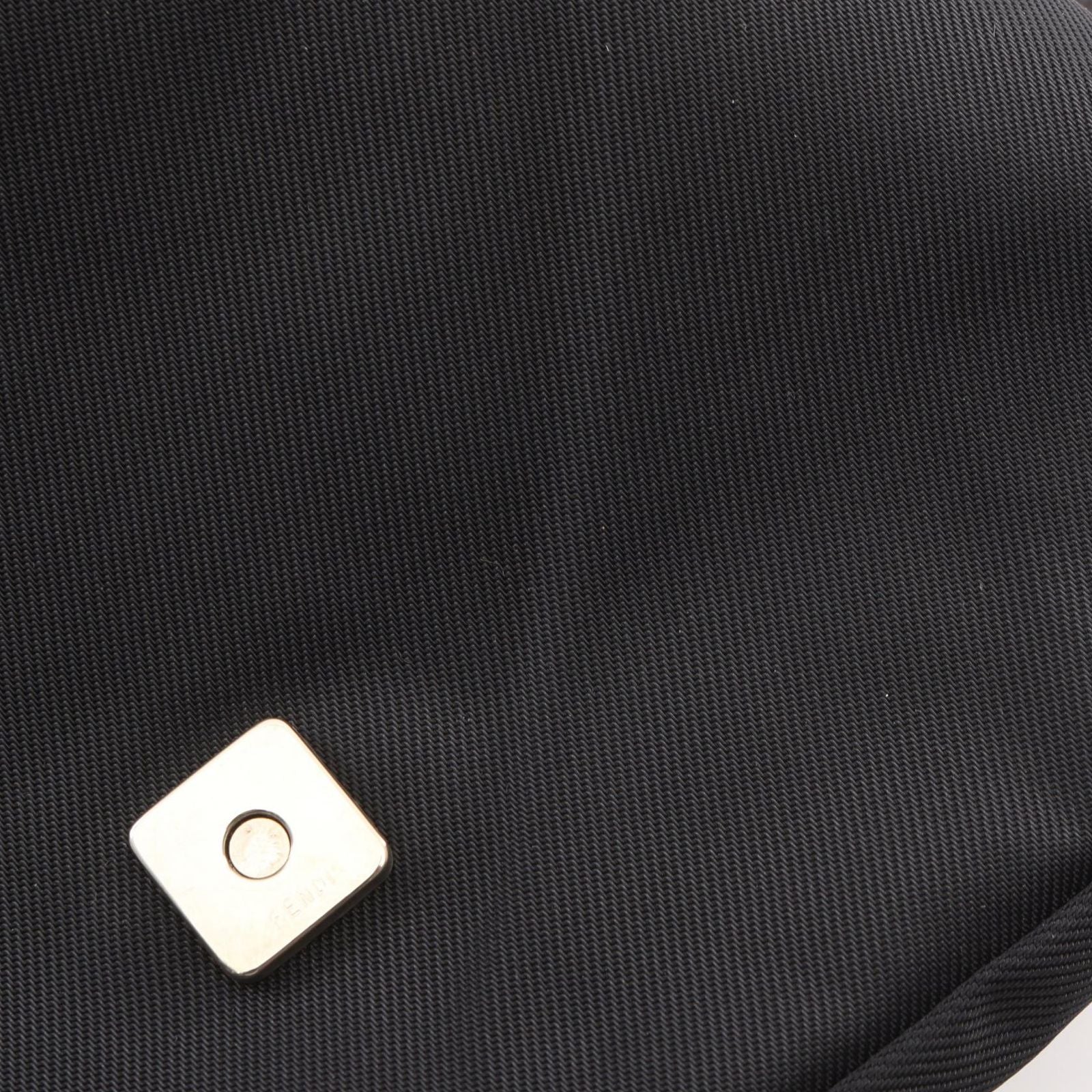 Fendi Shoulder Bag Logo Plate Black Nylon — view 7