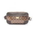 Gucci Waist Bag GG Crystal Beige Dark Brown Canvas Leather