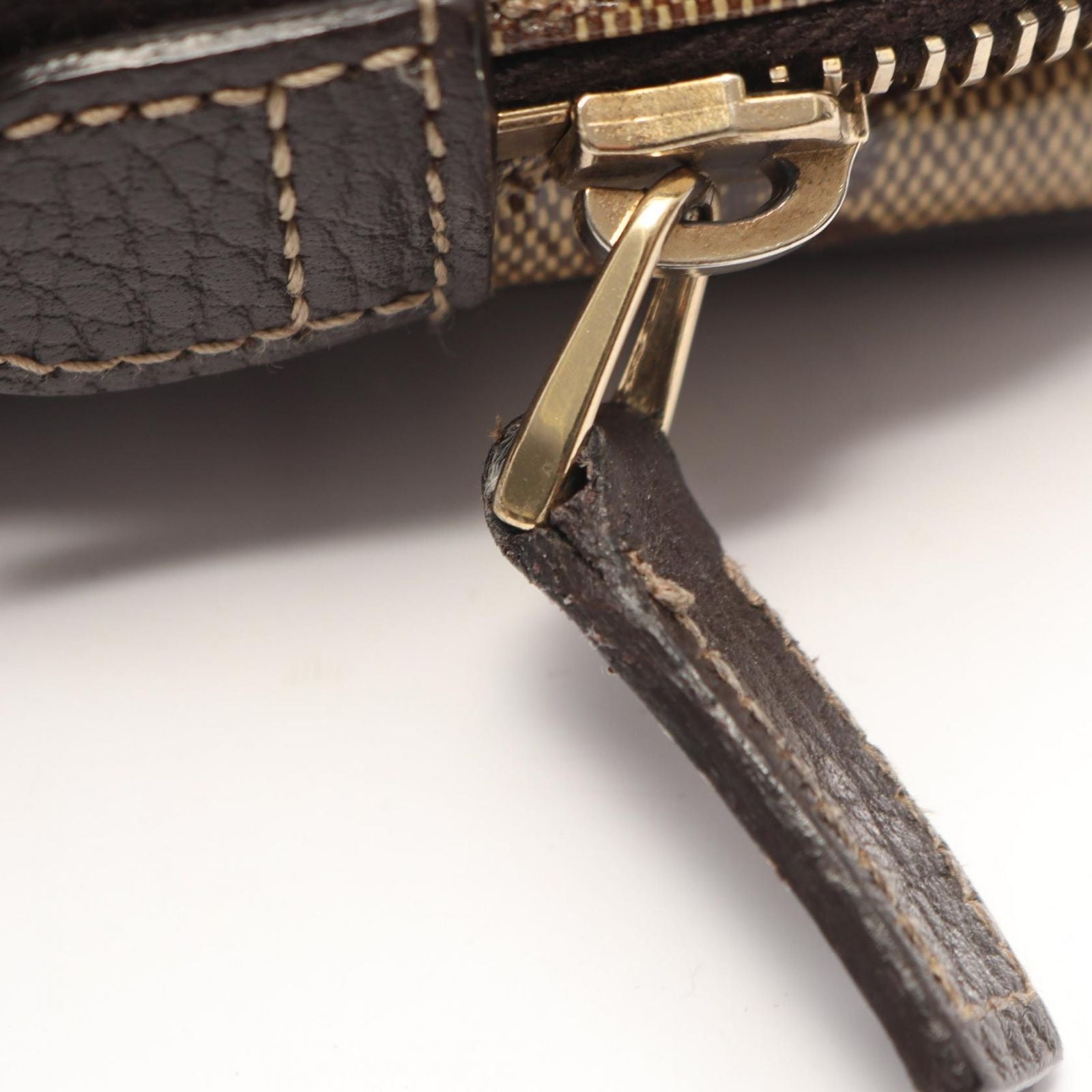 Gucci Waist Bag GG Crystal Beige Dark Brown Canvas Leather — view 7