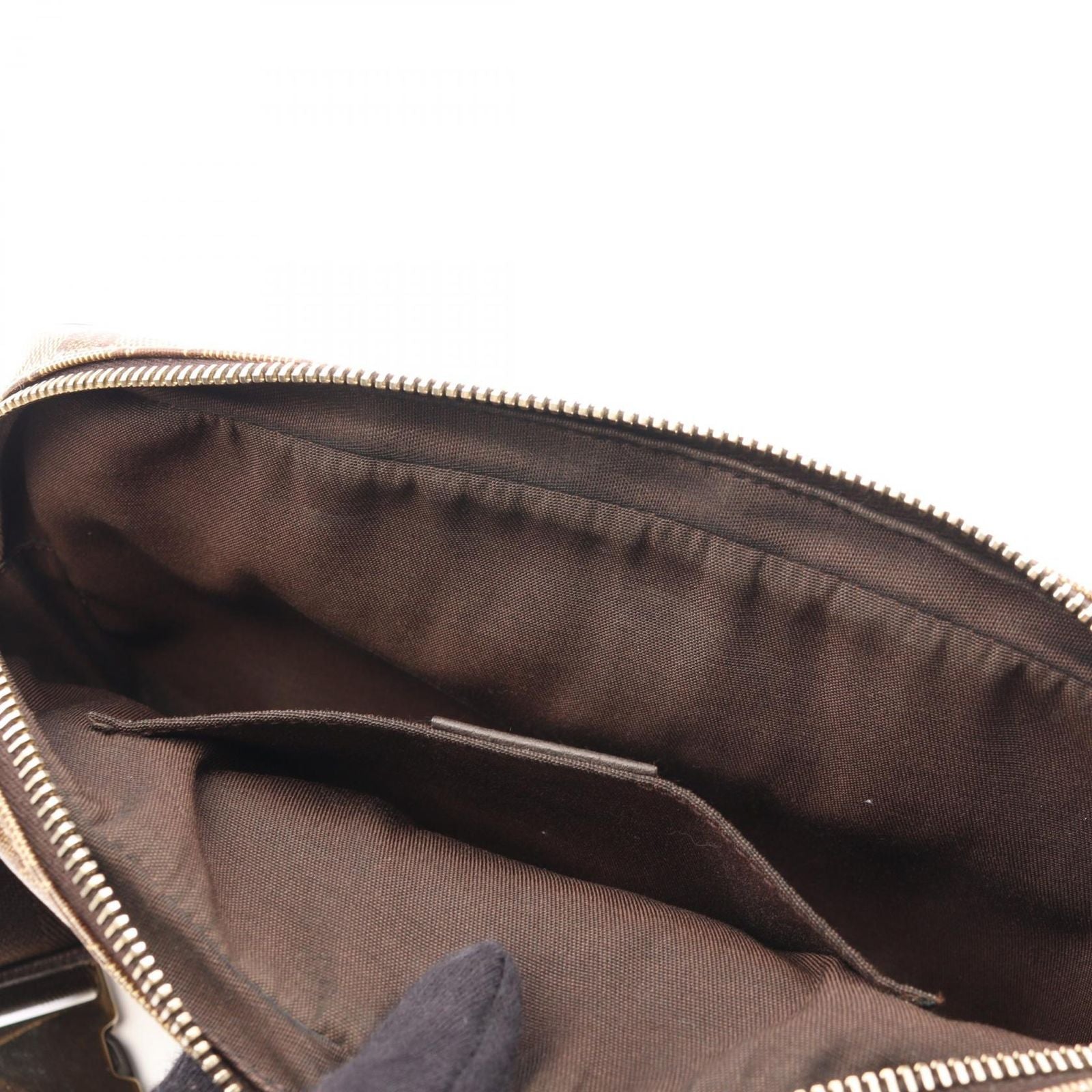 Gucci Waist Bag GG Crystal Beige Dark Brown Canvas Leather — view 5